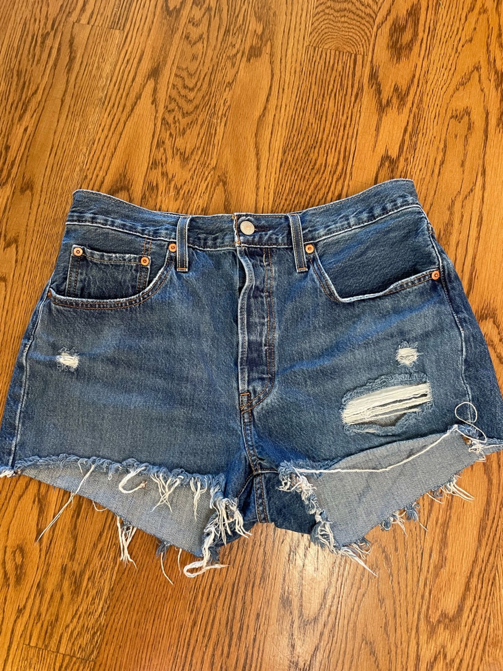 Levi's 501 distressed  Blue Denim Cutoff Shorts